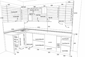 ескіз кухні для подальшого деталювання меблів
