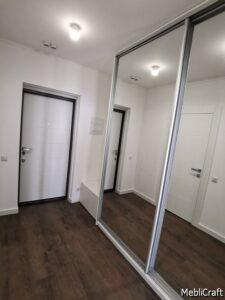 Звичайна шафа-купе з дзеркальними розсувними дверями