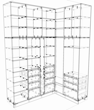 Гардеробна дворівнева кутова 2,12×1,55 м - креслення та файли для виготовлення на Віярі