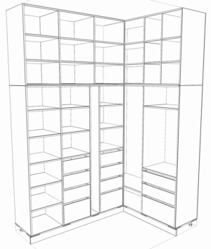 Вигляд гардеробної розмірами 2,1м * 1,55м